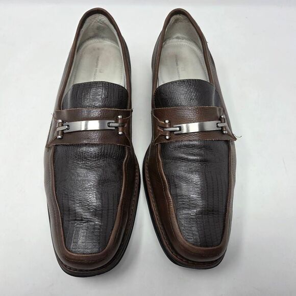 SANDRO MOSCOLONI MENS 12 D BROWN LEATHER COMFORT BIT LOAFERS APRON TOE - Picture 3 of 8
